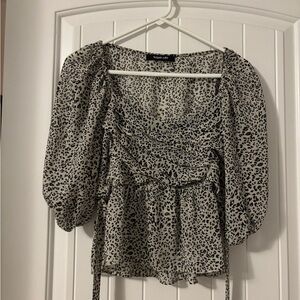 Sugarlips Black and White Animal Print Blouse